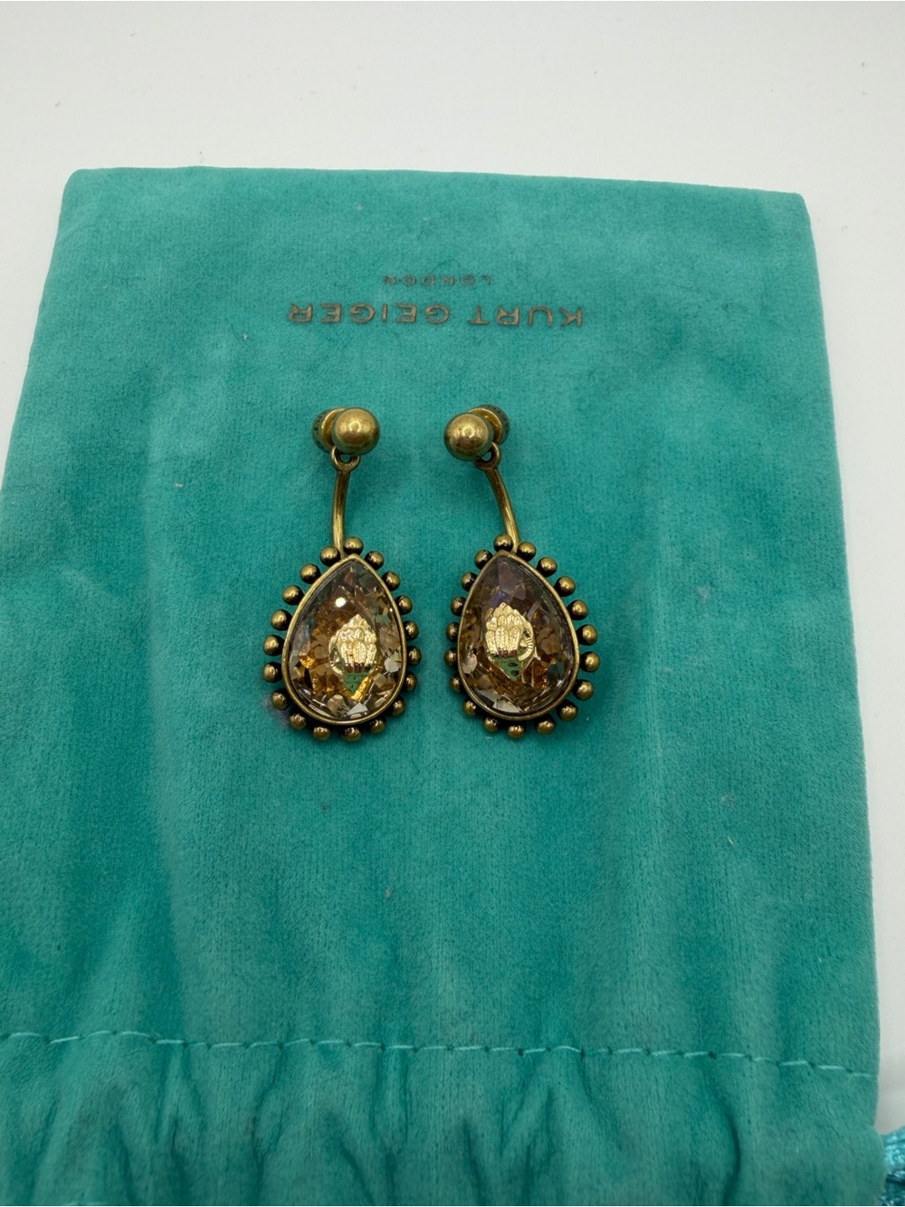 Kurt Geiger Teardrop Crystal Drop Earrings -